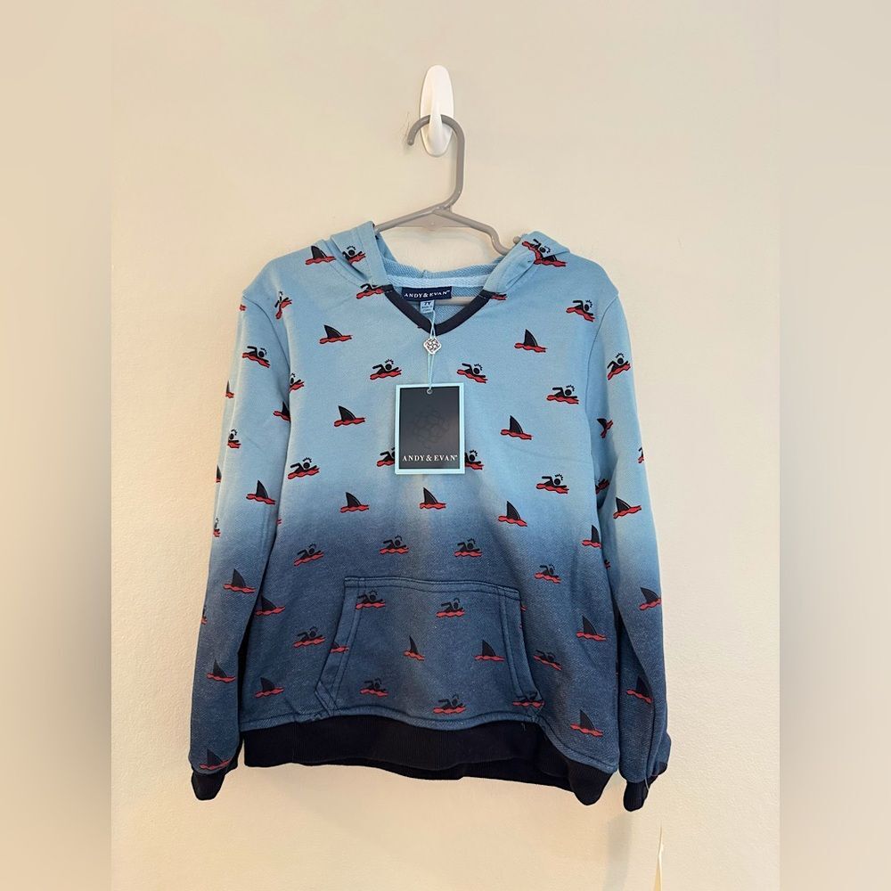 NWT Andy & Evan Boys Blue Ombre Hoodie - Size 7